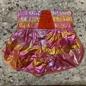 Free People The Way Home Shine Shorts in Maraschino